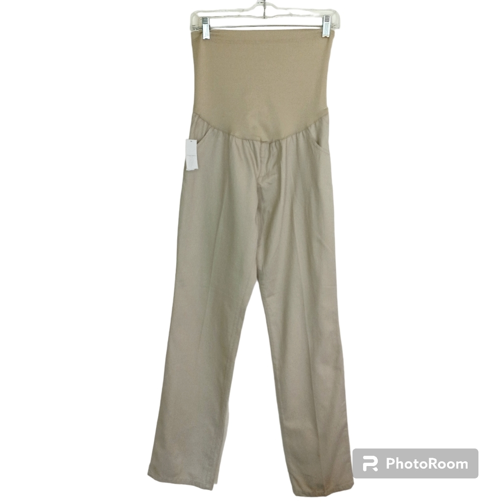 Liz Lange Maternity pants size 4 khaki straight leg casual with slash pockets